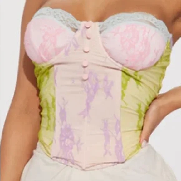 Like new Fashion Nova Rainbow Corset top size Large - Picture 2 of 5